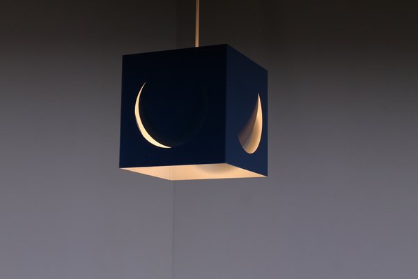 Blue Metal Cube Pendant by Shogo Suzuki for Orno Stockmann, 1960s-XT-1385667