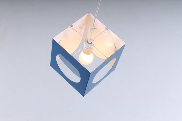 Blue Metal Cube Pendant by Shogo Suzuki for Orno Stockmann, 1960s-XT-1385667