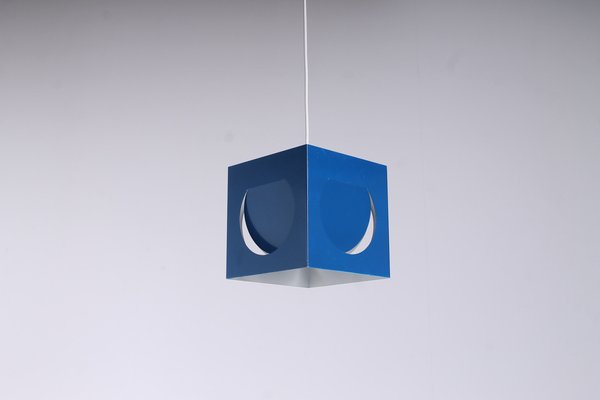 Blue Metal Cube Pendant by Shogo Suzuki for Orno Stockmann, 1960s-XT-1385667