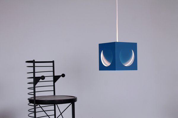 Blue Metal Cube Pendant by Shogo Suzuki for Orno Stockmann, 1960s-XT-1385667