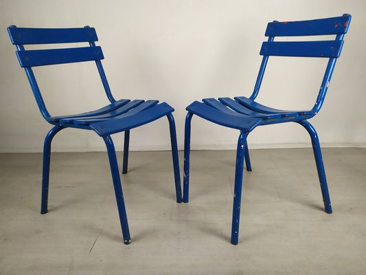 Blue Metal Dining Chairs, Set of 14-EAD-956465