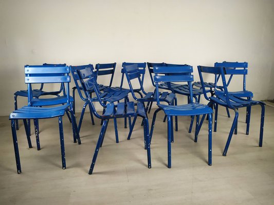 Blue Metal Dining Chairs, Set of 14-EAD-956465