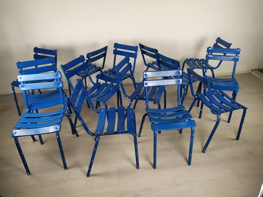 Blue Metal Dining Chairs, Set of 14-EAD-956465