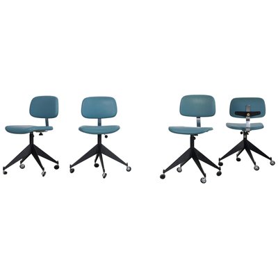 Blue Mid-Century Office Chairs by Velca Legnano, Set of 4-AA-852239