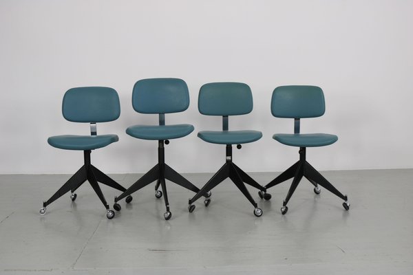 Blue Mid-Century Office Chairs by Velca Legnano, Set of 4-AA-852239