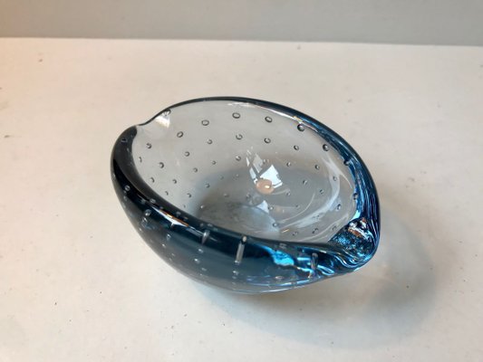 Blue Murano Bubble Glass Ashtray from Seguso, 1950s-LCR-731644