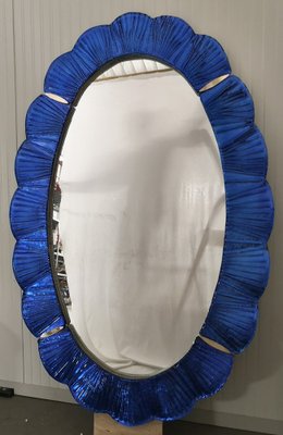 Blue Murano Glass and Brass Wall Mirror, 1990s-UH-1408527