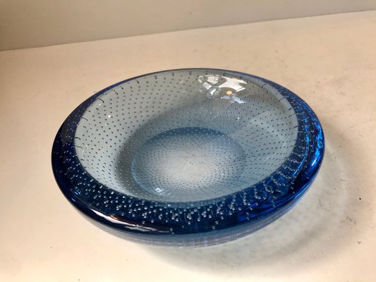 Blue Murano Glass Dish with Air Bubbles from Seguso, 1950s-LCR-953632