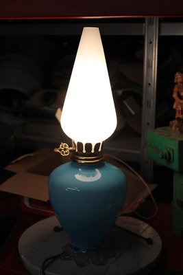 Blue Murano Glass Table Lamp from Seguso, 1950s-EH-1370777