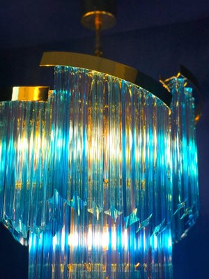 Blue Murano Prism Chandeliers with Golden Frame, 1980s, Set of 2-MBH-1032705