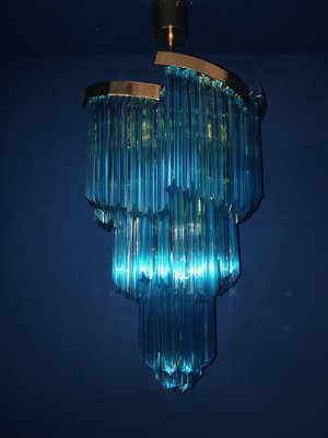 Blue Murano Prism Chandeliers with Golden Frame, 1980s, Set of 2-MBH-1032705