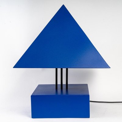 Blue Painted Metal Triangle Lamp by Alain Letessier, 1987-WFS-1571652