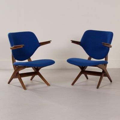 Blue Pelican Armchairs by Louis van Teeffelen for Webe, 1960s, Set of 2-ZT-1719554