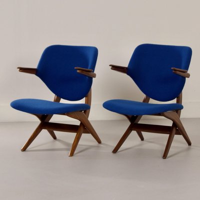 Blue Pelican Armchairs by Louis van Teeffelen for Webe, 1960s, Set of 2-ZT-1719554