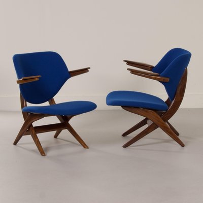 Blue Pelican Armchairs by Louis van Teeffelen for Webe, 1960s, Set of 2-ZT-1719554