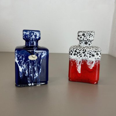 Blue-Red Pottery Fat Lava Glaze WGP Vases by Jopeko, Germany, 1970s, Set of 2-QZ-1109920