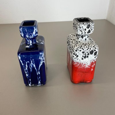 Blue-Red Pottery Fat Lava Glaze WGP Vases by Jopeko, Germany, 1970s, Set of 2-QZ-1109920