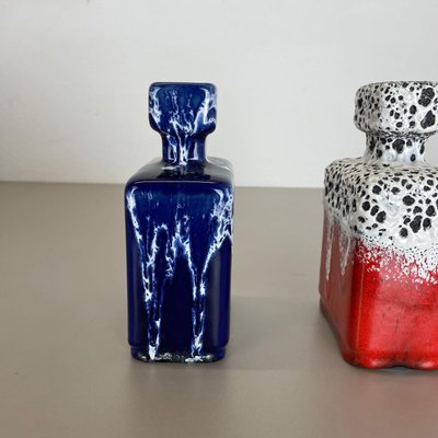 Blue-Red Pottery Fat Lava Glaze WGP Vases by Jopeko, Germany, 1970s, Set of 2-QZ-1109920