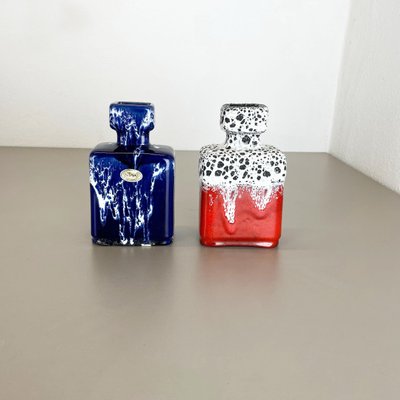 Blue-Red Pottery Fat Lava Glaze WGP Vases by Jopeko, Germany, 1970s, Set of 2-QZ-1109920