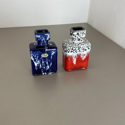 Blue-Red Pottery Fat Lava Glaze WGP Vases by Jopeko, Germany, 1970s, Set of 2-QZ-1109920