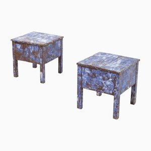 Blue Rustic Stools, 1890s, Set of 2-RCE-1406260