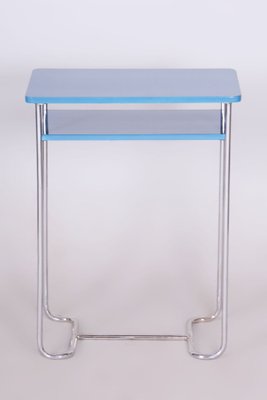 Blue Side Table in Chrome-Plated Steel attributed to Mücke-Melder, Former Czechoslovakia, 1930s-WHY-1736079