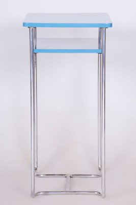 Blue Side Table in Chrome-Plated Steel attributed to Mücke-Melder, Former Czechoslovakia, 1930s-WHY-1736079