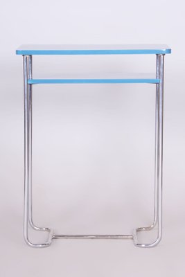 Blue Side Table in Chrome-Plated Steel attributed to Mücke-Melder, Former Czechoslovakia, 1930s-WHY-1736079