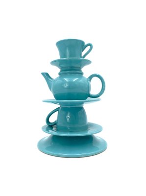 Blue Stacked Teacup Vase, Italy, 1980s-TXN-960797