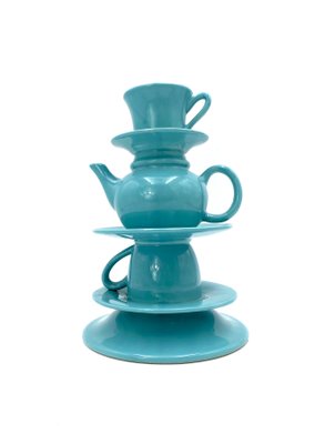 Blue Stacked Teacup Vase, Italy, 1980s-TXN-960797