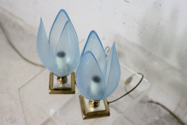 Blue Table Lamps from Rougier, 1970s, Set of 2-MAO-847076