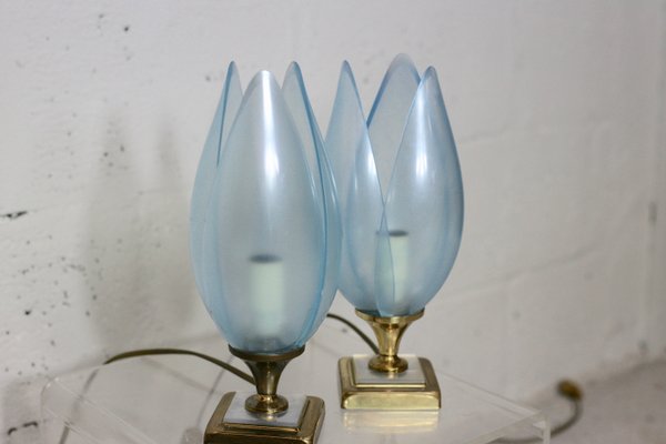 Blue Table Lamps from Rougier, 1970s, Set of 2-MAO-847076