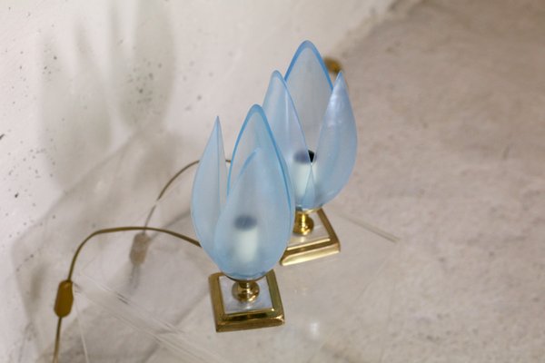 Blue Table Lamps from Rougier, 1970s, Set of 2-MAO-847076