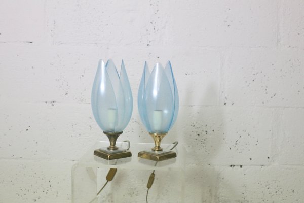 Blue Table Lamps from Rougier, 1970s, Set of 2-MAO-847076