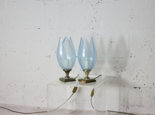 Blue Table Lamps from Rougier, 1970s, Set of 2-MAO-847076