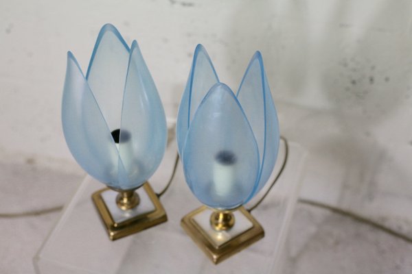 Blue Table Lamps from Rougier, 1970s, Set of 2-MAO-847076