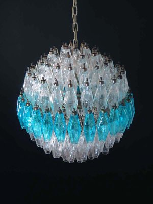 Blue & Transparent Murano Glass Spherical Chandelier, 1981-FHZ-595989