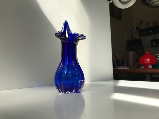 Blue Twisted Murano Glass Vase from Seguso, 1960s-LCR-934779