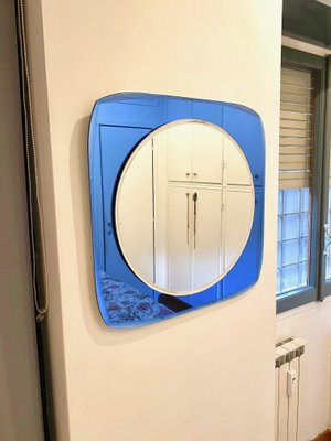 Blue Wall Mirror from Fontana Arte, Italy, 1960s-LYQ-1171468