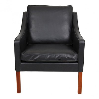 BM 2207 Armchair in Black Aniline Leather by Børge Mogensen for Fredericia-MTD-1400578