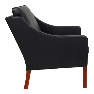 BM 2207 Armchair in Black Aniline Leather by Børge Mogensen for Fredericia-MTD-1400578