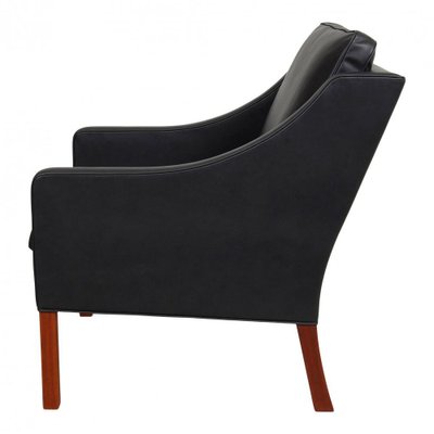 BM 2207 Armchair in Black Aniline Leather by Børge Mogensen for Fredericia-MTD-1400578