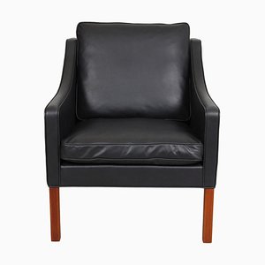 BM 2207 Armchair in Black Aniline Leather by Børge Mogensen for Fredericia-MTD-1400578