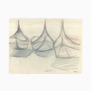 Boats - Original Pencil on Paper - 1947 1947-ZCI-766308