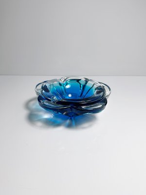 Bohemian Ashtray CZ with Cobalt Blue Flower, 1970s-VTK-2019821