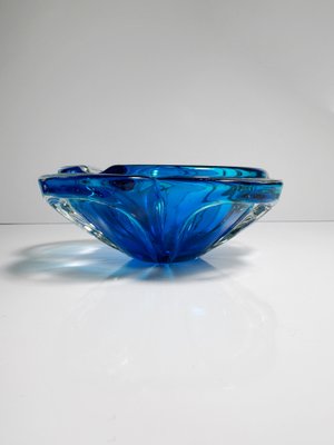 Bohemian Ashtray CZ with Cobalt Blue Flower, 1970s-VTK-2019821