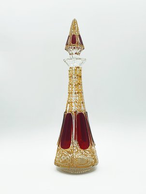 Bohemian Cabochon Champagne Futes with Decanter from Moser, Set of 7-OZS-1388759