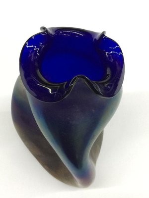 Bohemian Cobalt Iridescent Vase, 1900s-UCH-1224760