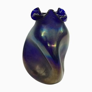 Bohemian Cobalt Iridescent Vase, 1900s-UCH-1224760