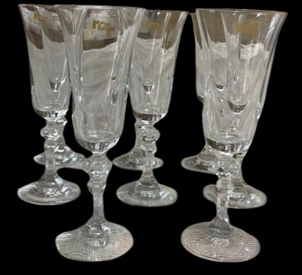 Bohemian Crystal Glasses with Carved Pedestals, 1960s, Set of 38-SNX-1792470